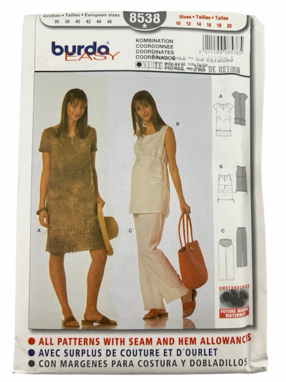 🧵 2 for 22$ 🧵 Burda Maternity Tops and Pants Sewing Pattern 8538
